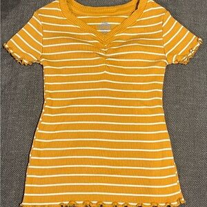 Mustard Yellow Striped Top